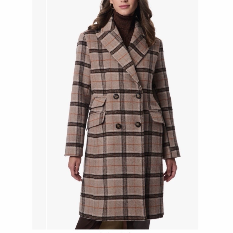 Bernardo Plaid Double Breasted Wool Blend Long Coat Women’s M Nwt — image 4 of 7